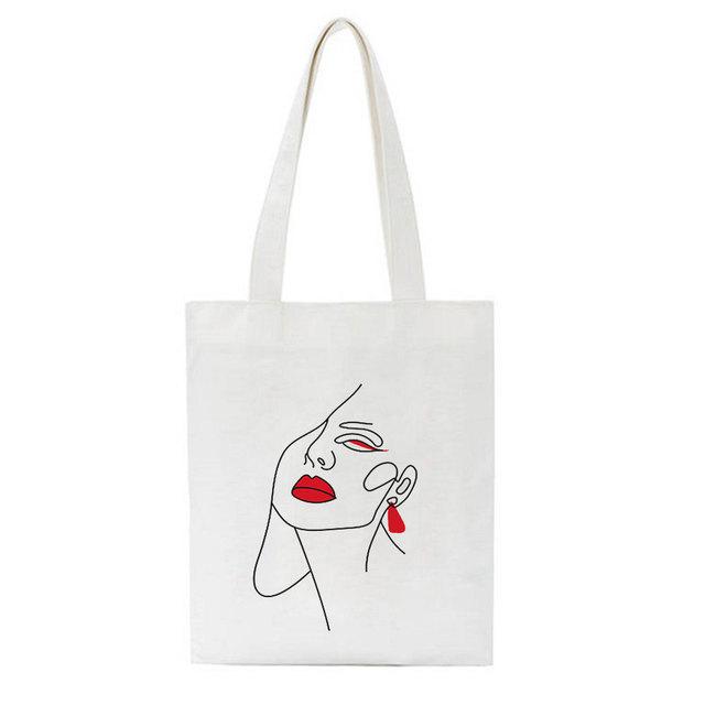 New Fashion Aesthetics Abstract Canvas Women Bag Large Capacity Casual Print Academy Harajuku Ins Chic Vintage Art Shoulder Bags