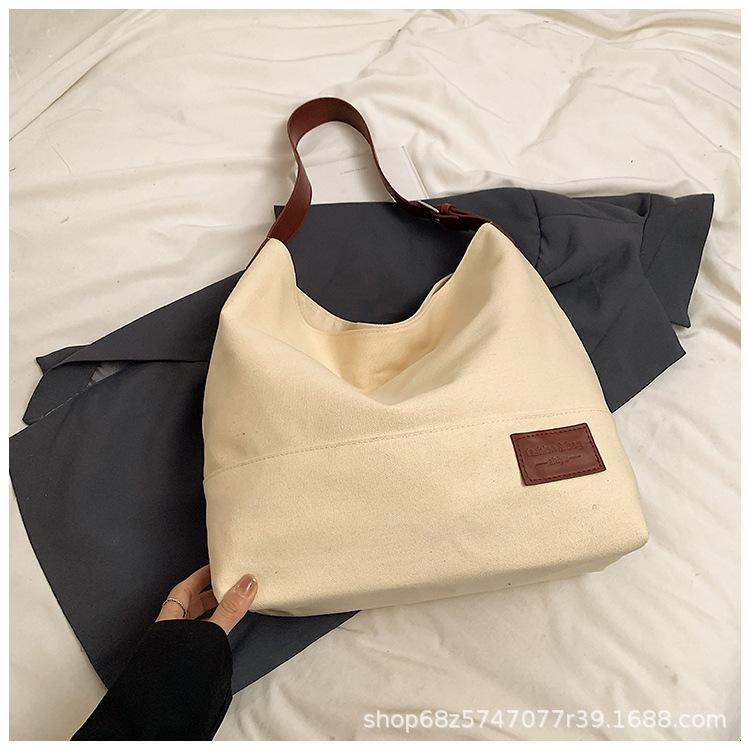 Leisure Commuting Large Capacity Canvas Bag Women's 2025 New Spring and Summer One-shoulder Crossbody Bag College Student Tote Bag