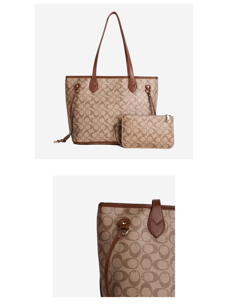 Women's Large Capacity Monogram Tote & Crossbody Handbag