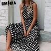 GMXIA Женская мода лето весна однотонный принт без рукавов с круглым вырезом и высокой талией повседневные платья