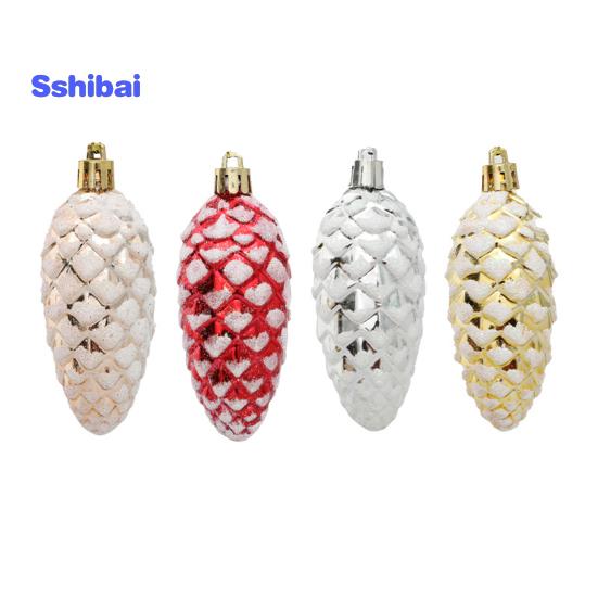 5 шт./кор., рождественские висячие сосновая шишка, блестящие многоразовые небьющиеся украшения для рождественской елки, пластиковые сосновые шишки, украшение для вечеринок