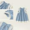 Simple Solid Color Lace Design Children Sleeveless Dress For Kids Girls Ages 3 To 8