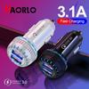VAORLO QC3.0 Car Charger Fast Charging 3.1A Dual USB Ports Quickly Charge For Car Phone Tablet Charger