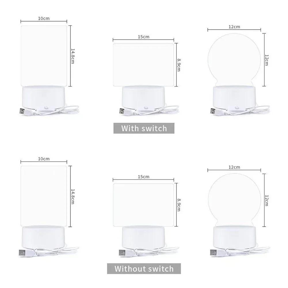 Kids Girlfriend Gift 3D Sticky Note Message Board Night Light USB Charging Warm Light Home Decor Desk Bedside Lamp