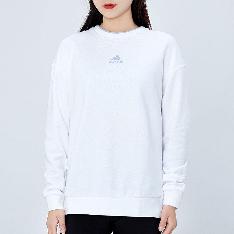 Adidas Спортивная толстовка с круглым вырезом и логотипом, женские топы, белые H09743