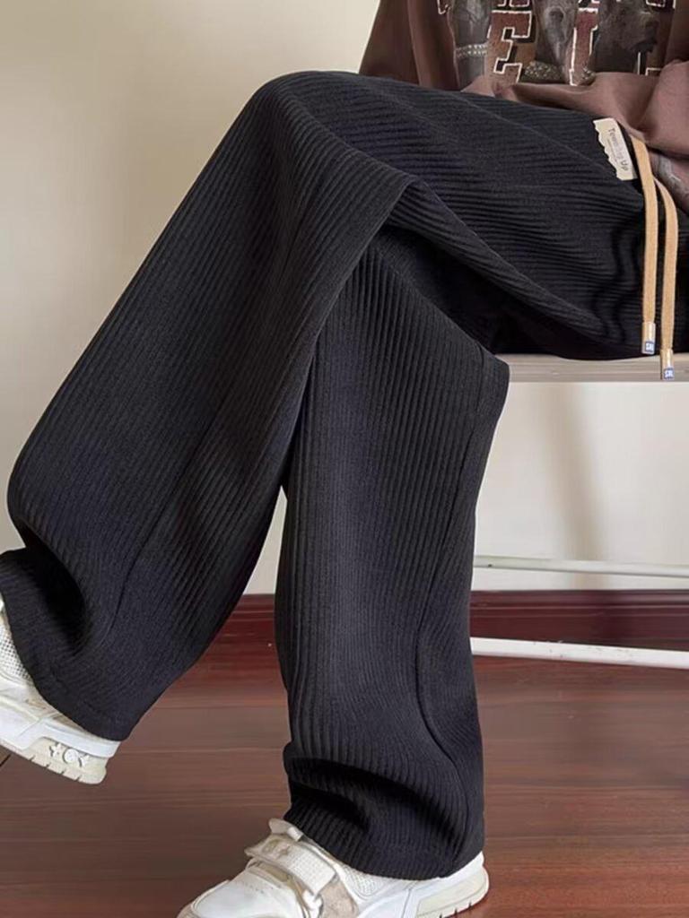 Мужские свободные спортивные брюки из плюшевого вельвета — плотные, широкие, прямого кроя брюки для осени/зимы