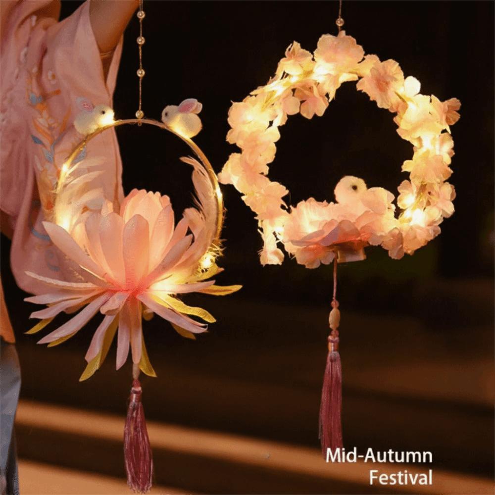PVC Rabbit Lanterns Flower Lotus Lantern Kawaii Mid-Autumn Festival Lantern Party Decoration