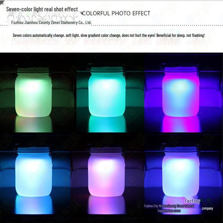 Creative Dual-Color Solar Moonlight Jar - Seven-Color Glass Gift
