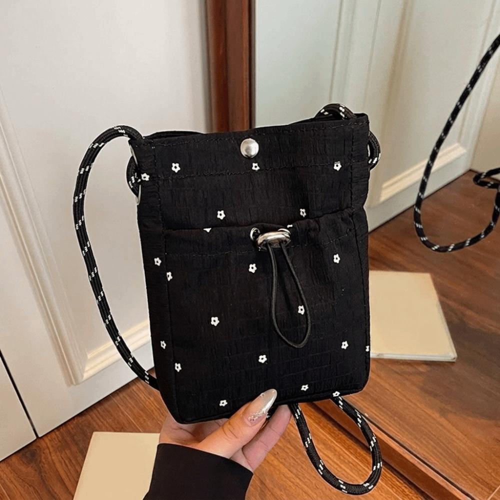 Flower Printed Pleated Cloud Crossbody Bag Lightweight Folded Slant Bag Phone Shoulder Bag  Daily