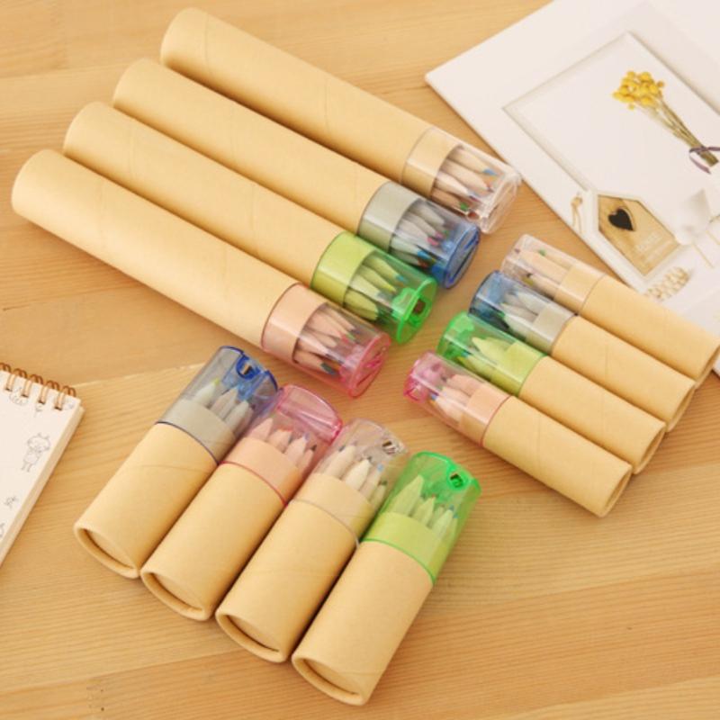 1Pc Training Class Gifts Students Log Painting Pencils 12 Colors Color Pencils Children's Art Set