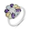 Серебряное кольцо с натуральным аметистом 3.048ct, цитрином, хризолітом, топазом, вес изделия 3,52 гр (2193333)