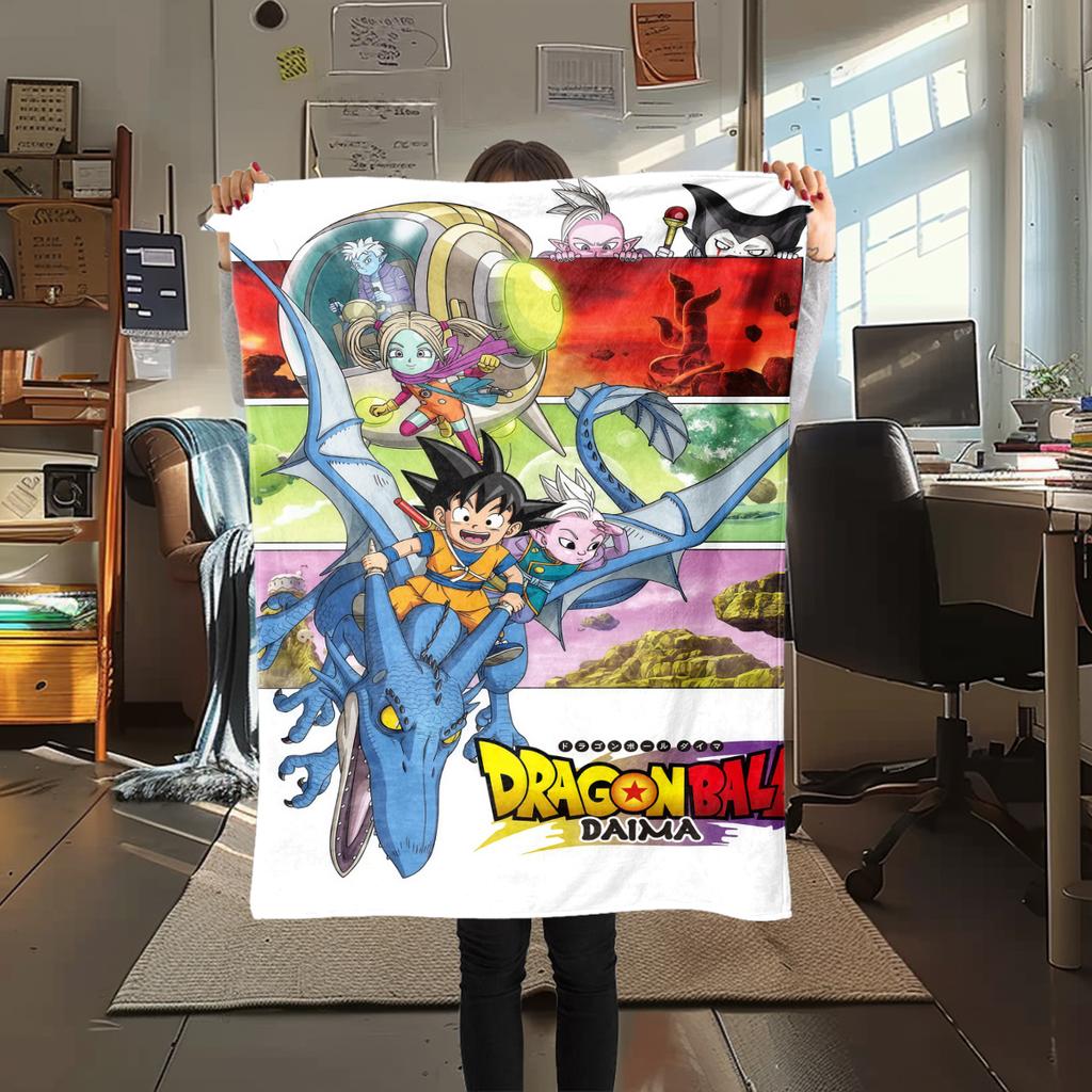 1 шт. Плед из фланели с принтом DRAGON BALL, Высокое качество, Для всех сезонов, Декор для дома, Тепло и Уют, Идеально для Рождественских подарков