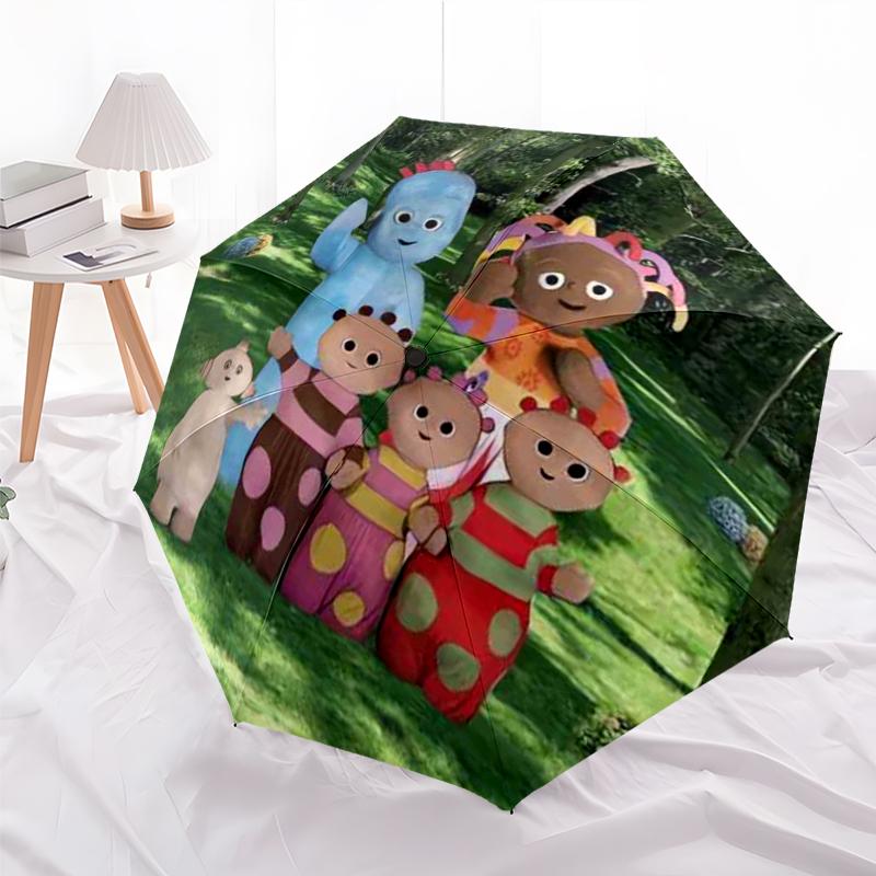 In the Night Garden Fashionable Automatic Opening/Closing Folding Umbrella. Portable and Foldable, Ideal for Gift, Travel, and Daily Use.