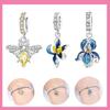 Copper White Zircon Bee Blue Orchid Iris Charms Beads Pendant For Original Bracelet Woman Girl Jewelry