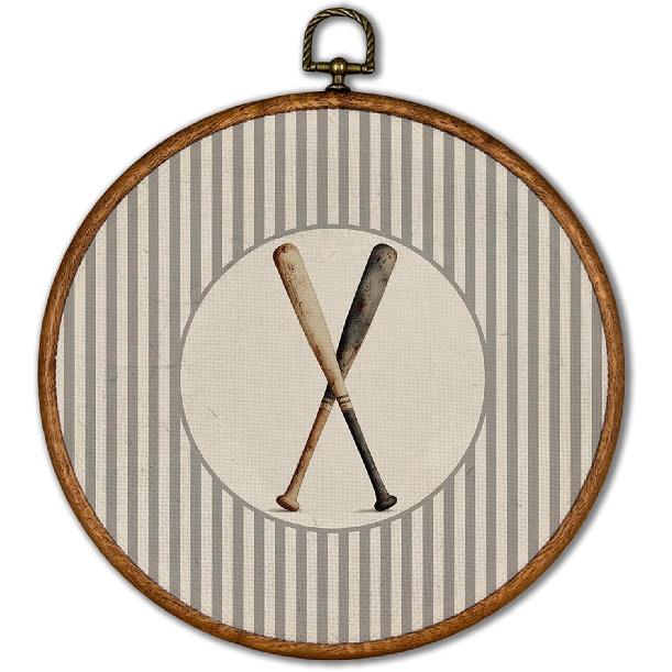 KSDUT Vintage Baseball Wall Art Decor - Retro Sports Trendy Wall Art Canvas Frame Hanging Prints, Nursery Sports Gallery Round Wall Art Decor for