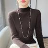 Autumn and Winter Half Turtleneck Bottoming Shirt Women's Sweater with Long Sleeves Andy Velvet Slim Knitted New Tight Top Middle Collar