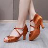 Latin Dance Shoes Women Adult Soft Sole Dance Shoes Ladies 7cm High Heels National Standard Dance Shoes