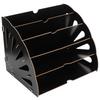 Wooden MultiSlot Storage Rack Office Supplies Desktop File Organizer for Home Office(Black )