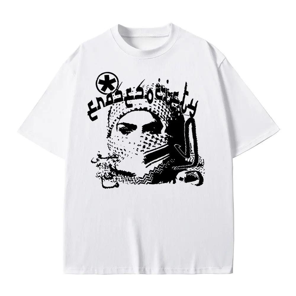 Y2K T-shirt Grunge Goth Harajuku Graphic Print O-Neck Tee Hip Hop Streetwear Loose Short Sleeve T-shirt Punk Vintage Top