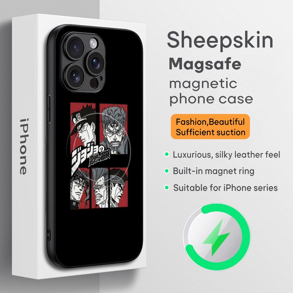Comics JoJo Bizarre Adventure Phone Case For iPhone 17 16 15 14 13 12 11 Plus Pro Max High-end Luxury Magsafe Sheepskin
