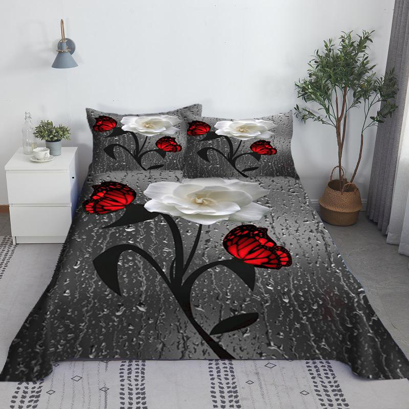 Комплект простыней с различными цветами, 3D-печать, плоская простыня с наволочкой для детей и взрослых, полиэстер, полный/двуспальный размер, оптом