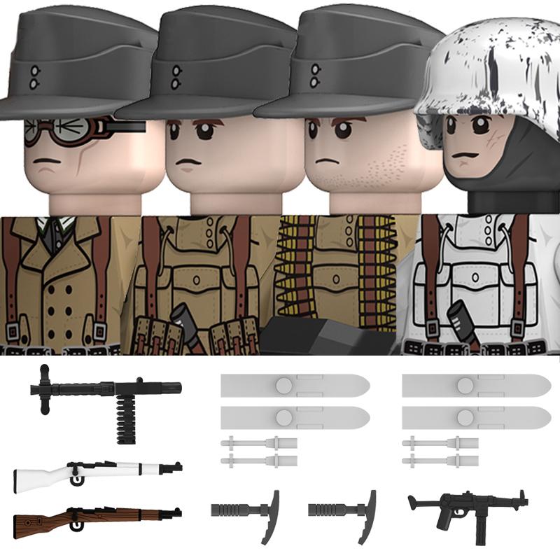 Нетоксичные Военные Вторая Мировая Война Немецкий Флот Бронетанковые Войска Строительные Блоки США 101-я Великобритания Советский Союз Солдаты Пехота Оружие Кубики Игрушки Дети