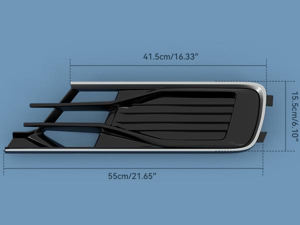 2PCS Front Bumper Foglight Cover Grill Fit A6 C7 2014-2018 Black Chrome