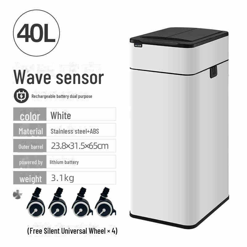 Jieanhui Smart Induction Trash Box с крышкой для ванной комнаты, кухни и гостиной - Автоматическая упаковка