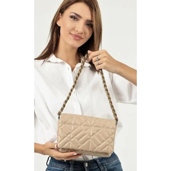 Женская стеганая сумка через плечо из норки с цепочкой