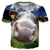Plus Size 7XL Summer Digital Printed Cow Head Animal Pattern T-shirt Pullover Round Neck Men's Street Trendy Top