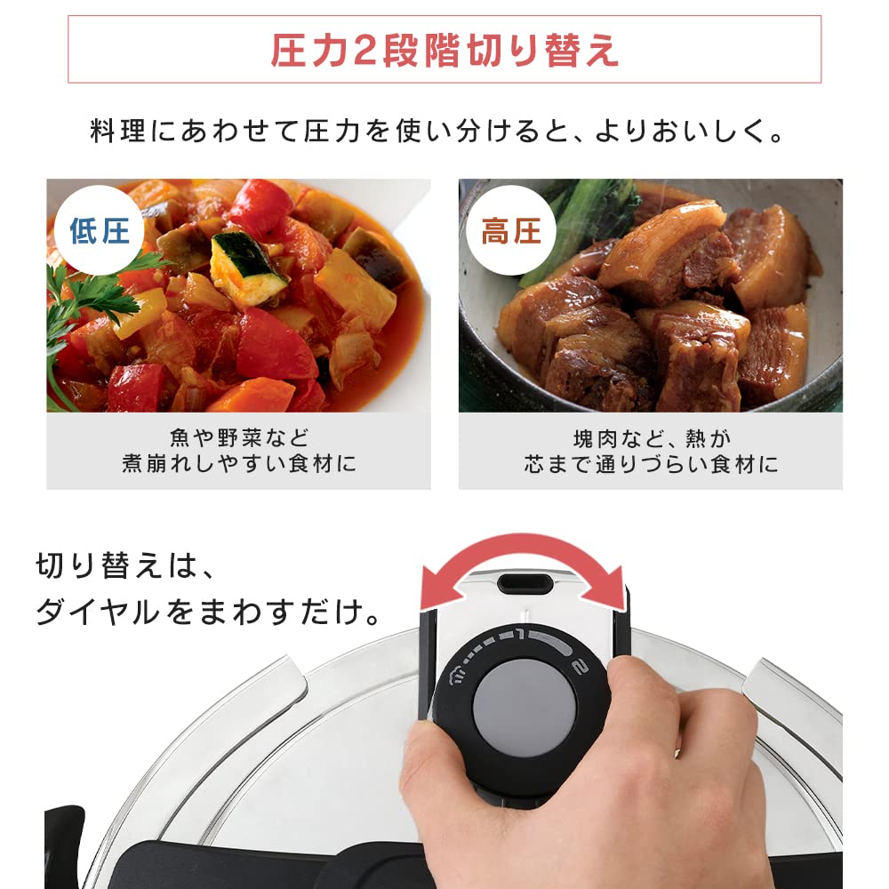 Скороварка Utility Iris Ohyama, совместимая с внутренними весами, в комплекте книга и стеклянная крышка, предохранительный замок давления, серебристый [Экономьте счета/Экономьте время]