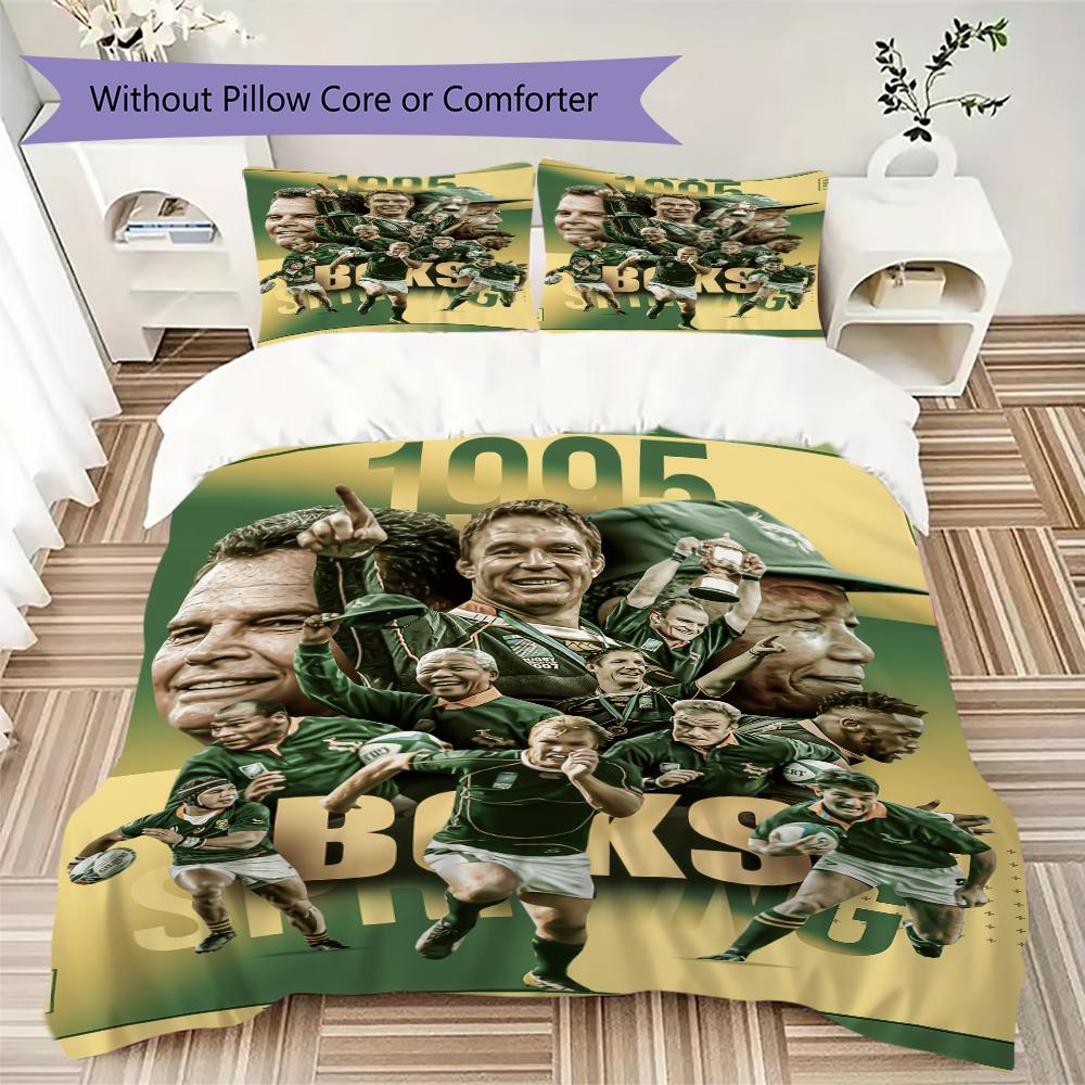 Springboks Rugby Pattern Bedding,Quilt Set Quilt Cover Pillowcase Home Birthday Gift(1 * duvet cover + 2 * pillowcase, without core)_lx