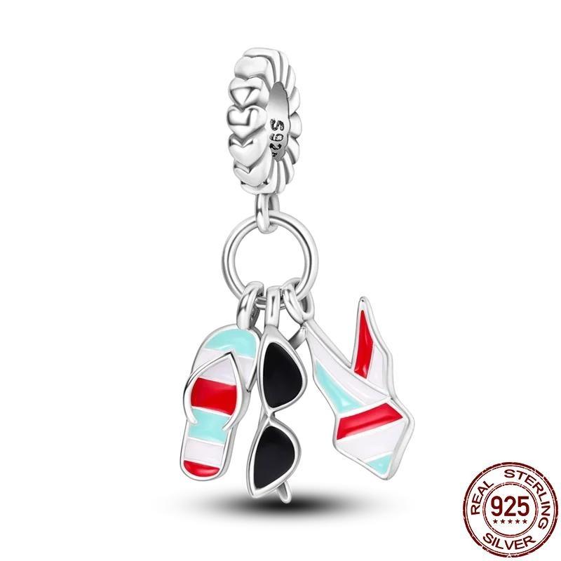 New In Copper Red Wine And Wine Glass Charm Beads Fit Bracelet Diy Pendant Woman Jewelry