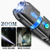 Flashlight Outdoor Lighting Lamp Telescopic Zoom Strong Light Flashlight USB Charging Small Portable Spotlight Long-Range Flood