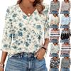Women's V Neck 3/4 Sleeve Tops Casual T Shirts Basic Summer Tees Loose Fit Fall Pullover Tunic