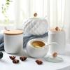 Керамические баночки для специй с деревянной крышкой Солонки Кухонные принадлежности Белый органайзер для специй Банка Набор с ложкой Белая сахарница для дома