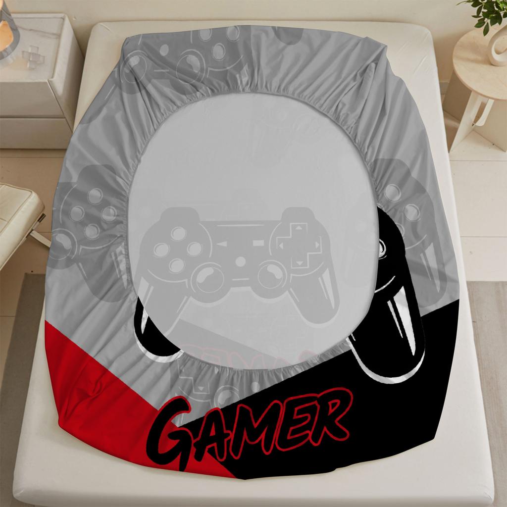 1 Gamepad digital printed frosted Fitted Sheetbedroom printed bed coverbedding(No pillowcase)