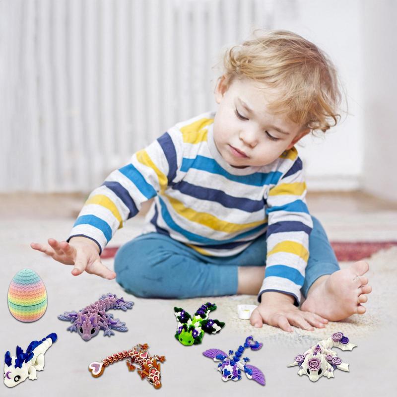 6 шт. Креативные декомпрессионные игрушки-фиджеты «Яйцо дракона-хамелеона», подвижный вращающийся шарнир, 3D-печать, полный набор, подарки, красочные игрушки