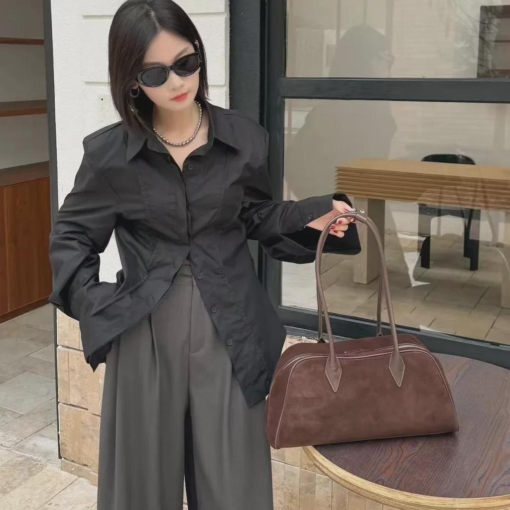 Элегантная замшевая женская сумка Boston Underarm Bag большой вместимости - модная, универсальная, матовая сумка через плечо