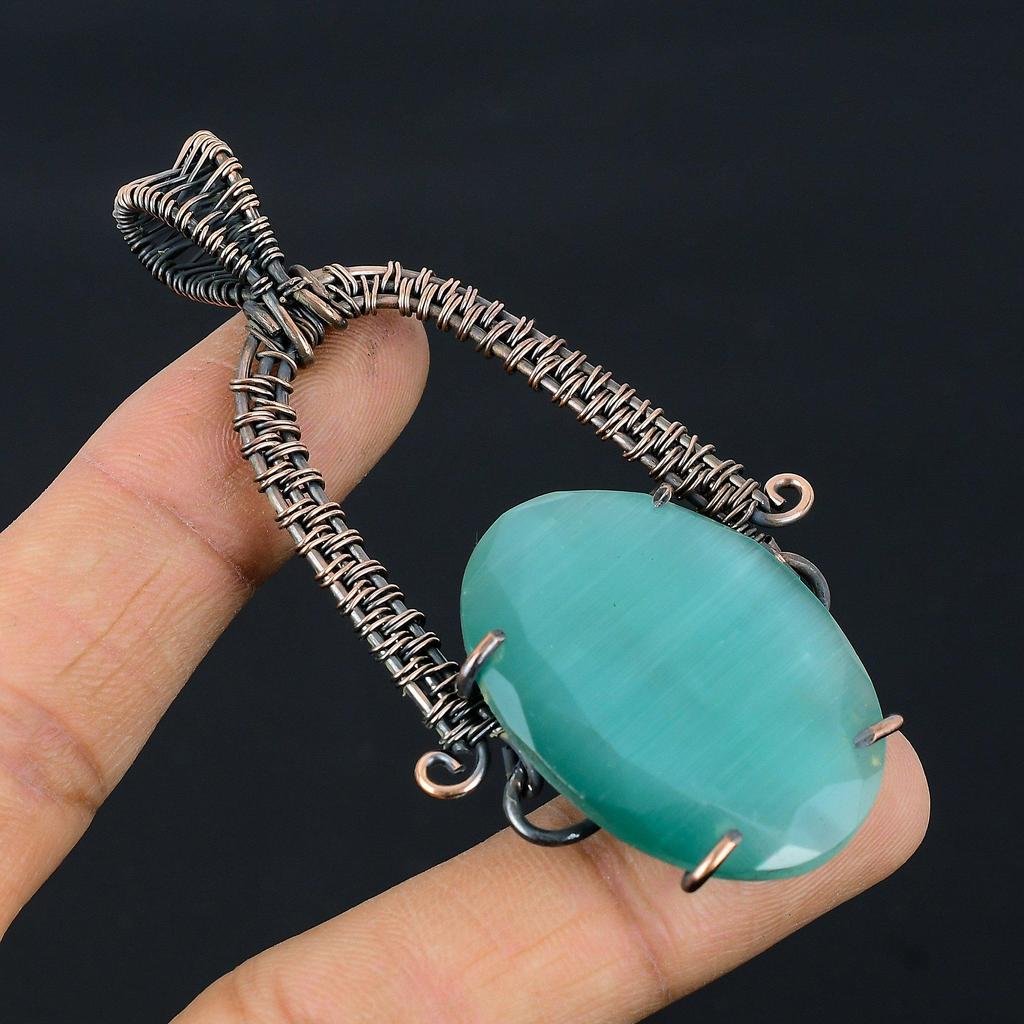 Monalisa Pendant, 999 Copper Wire Wrapped Pendant Handmade Gemstone Jewelry, Gifts For Wife Brand New Pendant