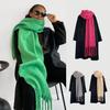Super Soft Winter Scarf Solid Color Women Elegant Shawl with Tassel Thick Warm Breathable Scarf Outfit Accessories