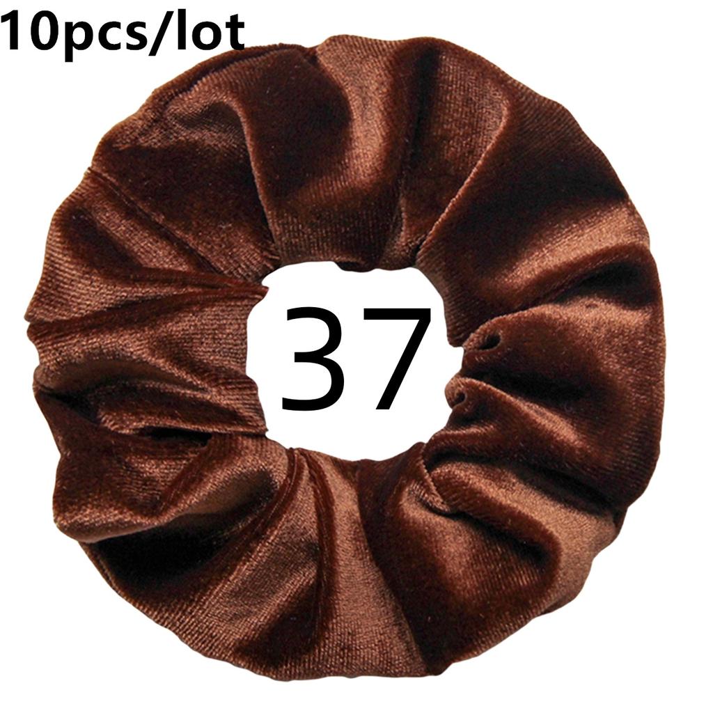 10pc/lot Scrunchies Velvet Scrunchies Hair Accessories For Women Elastic Bands Elegant Ponytail Solid Colors Coffee Black Grey