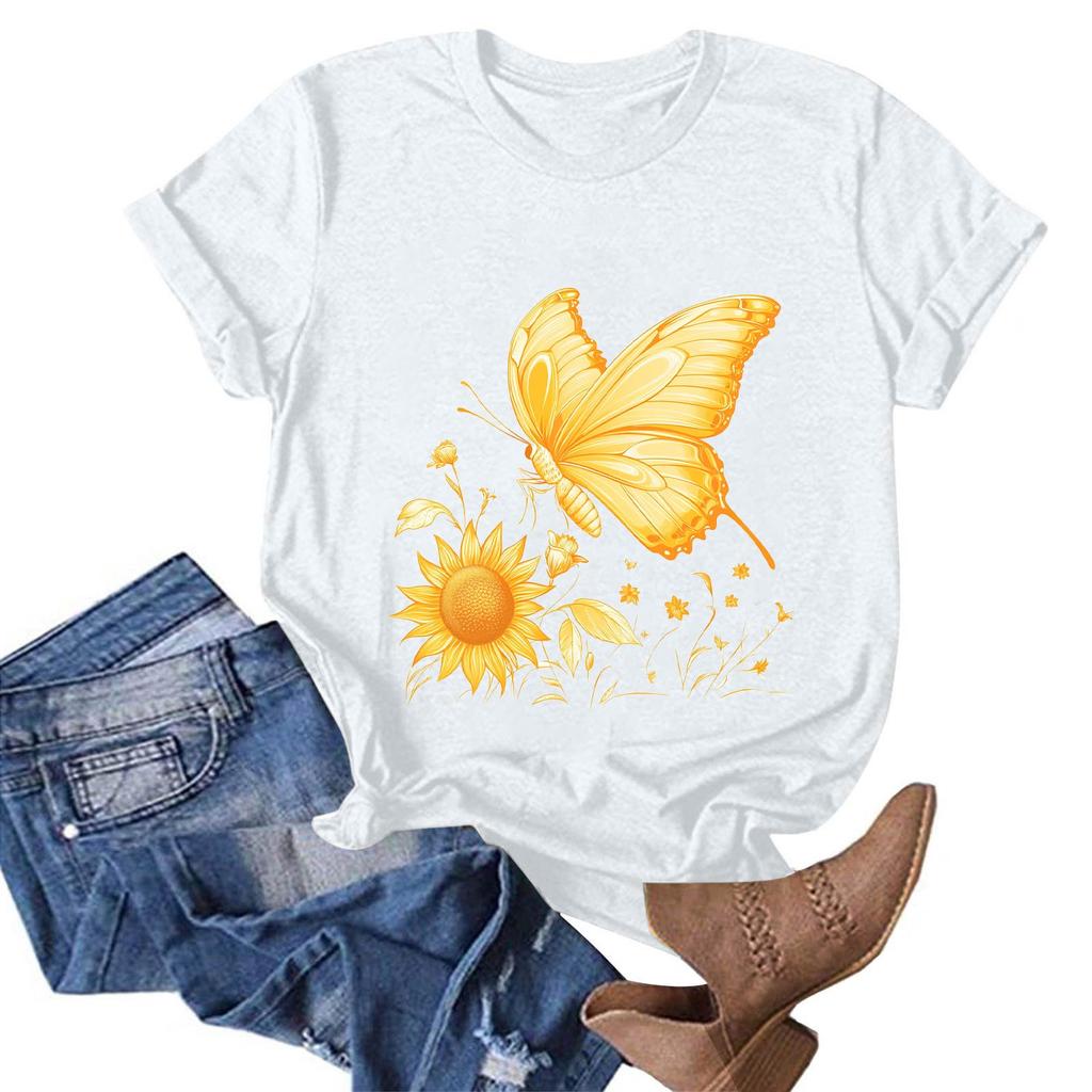 Женская модная повседневная футболка с круглым вырезом и принтом, пуловер с короткими рукавами, топ