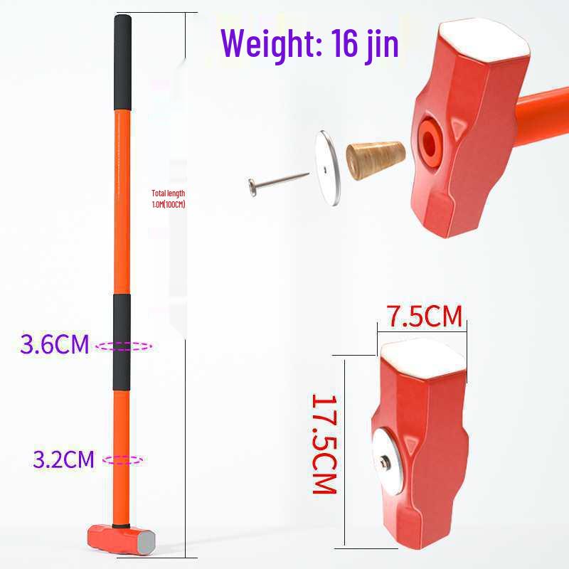 Сверхпрочный большой кувалда: Взрывозащищенный стальной молоток каменщика, восьмигранный, с ручкой, для колки камня и стен.