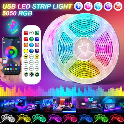 RGB 5050 DC 5V Светодиодные фонари USB Светодиодные ленты Wi-Fi Bluetooth 5050 Неоновая лента RGB Диод Гибкая лента Подсветка телевизора Украшение игровой комнаты