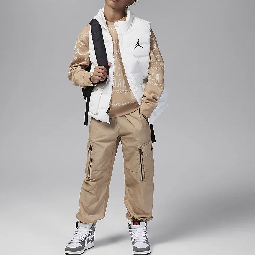 Jordan MJ Holiday Повседневный свитшот на флисовой подкладке с буквенно-цифровым принтом Детские топы Maize FV5658-200