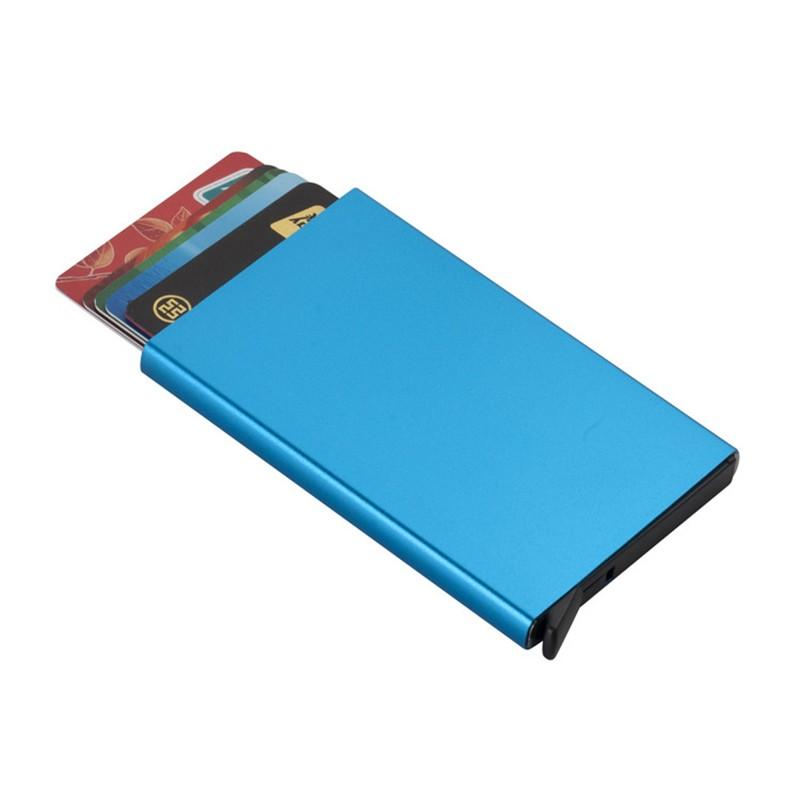 RFID Anti-theft Smart Wallet Thin ID Card Holder Unisex Automatically Solid Metal Bank Credit Card Holder Business Mini