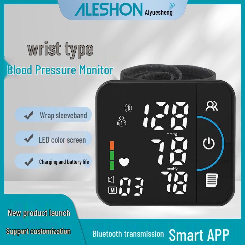 ALESHON IoT Bluetooth/WiFi GPRS Светодиодный наручный монитор артериального давления с литиевой батареей