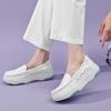 Women White Nursing Shoes Spring Autumn Ladies Wedges Platform Loafers Female Hollow Out Work Slip On Leather Breathe Shoes