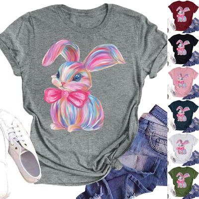 Женская модная повседневная летняя удобная блузка с круглым вырезом и коротким рукавом с принтом